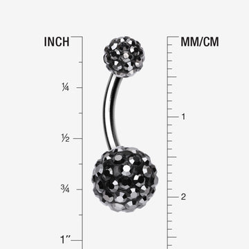 Detail View 1 of Classic Multi-Gem Sparkle Belly Ring-Hematite
